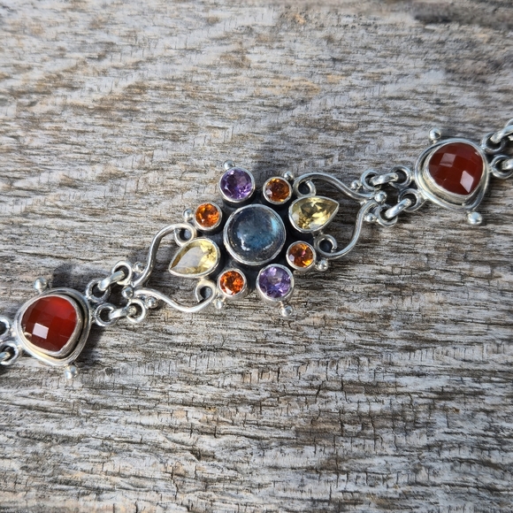 Nicky Butler 925 Sterling Silver Carnelian Labradorite Designer NB Bracelet 8"✨️ - Picture 10 of 16